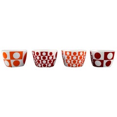 Verner Panton, Four Porcelain Bowls with Geometric Pattern, Late 20th Century