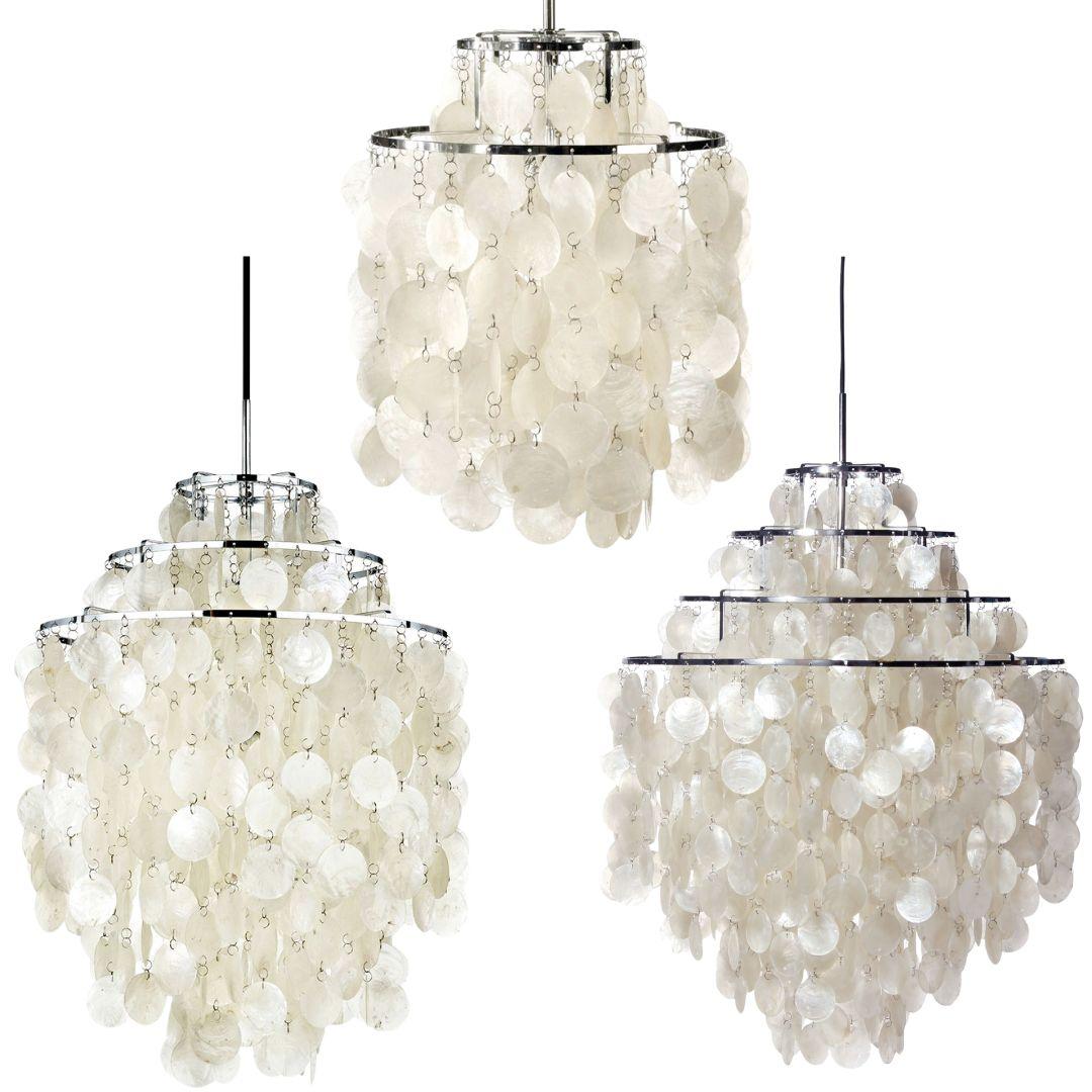 Placcato Lampada a sospensione 'Fun 0DM' di Verner Panton in conchiglie marine e cromo per Verpan in vendita