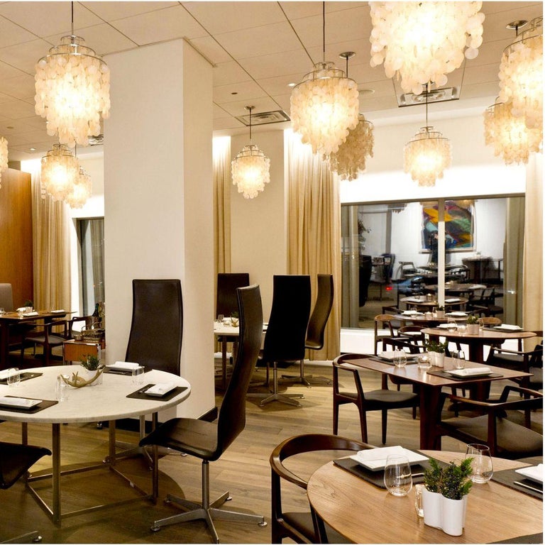 Verner Panton 'Fun 0DM' Pendant Lamp in Sea Shells and Chrome for