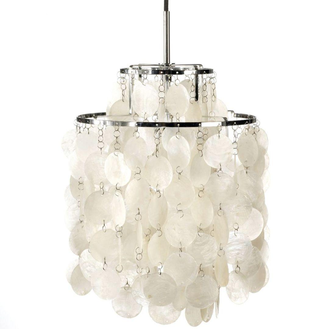 Stainless Steel Verner Panton 'Fun 0DM' Pendant Lamp in Sea Shells and Chrome for Verpan For Sale