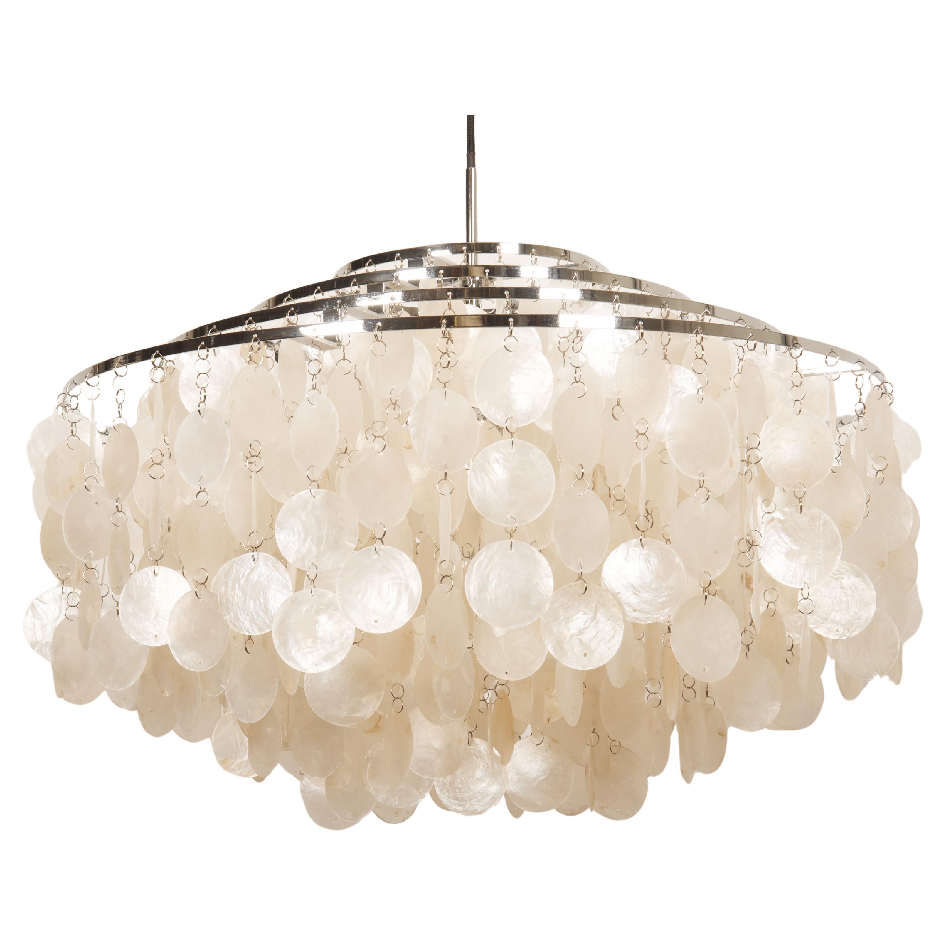 Verner Panton Fun 10DM Capiz Shell Chandelier Pendant Lampe