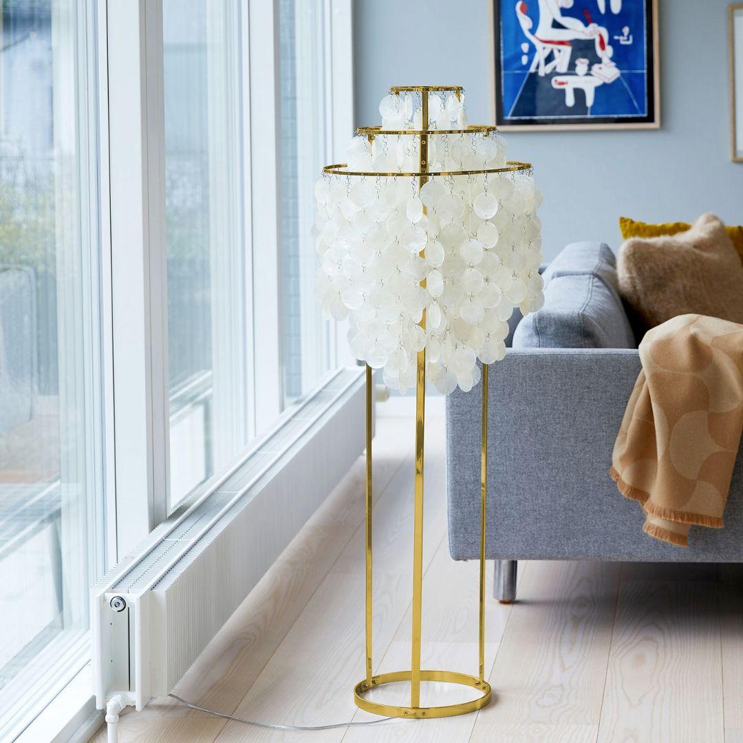 Lampada a sospensione 'Fun 10DM' di Verner Panton in conchiglie marine e cromo per Verpan in vendita 2