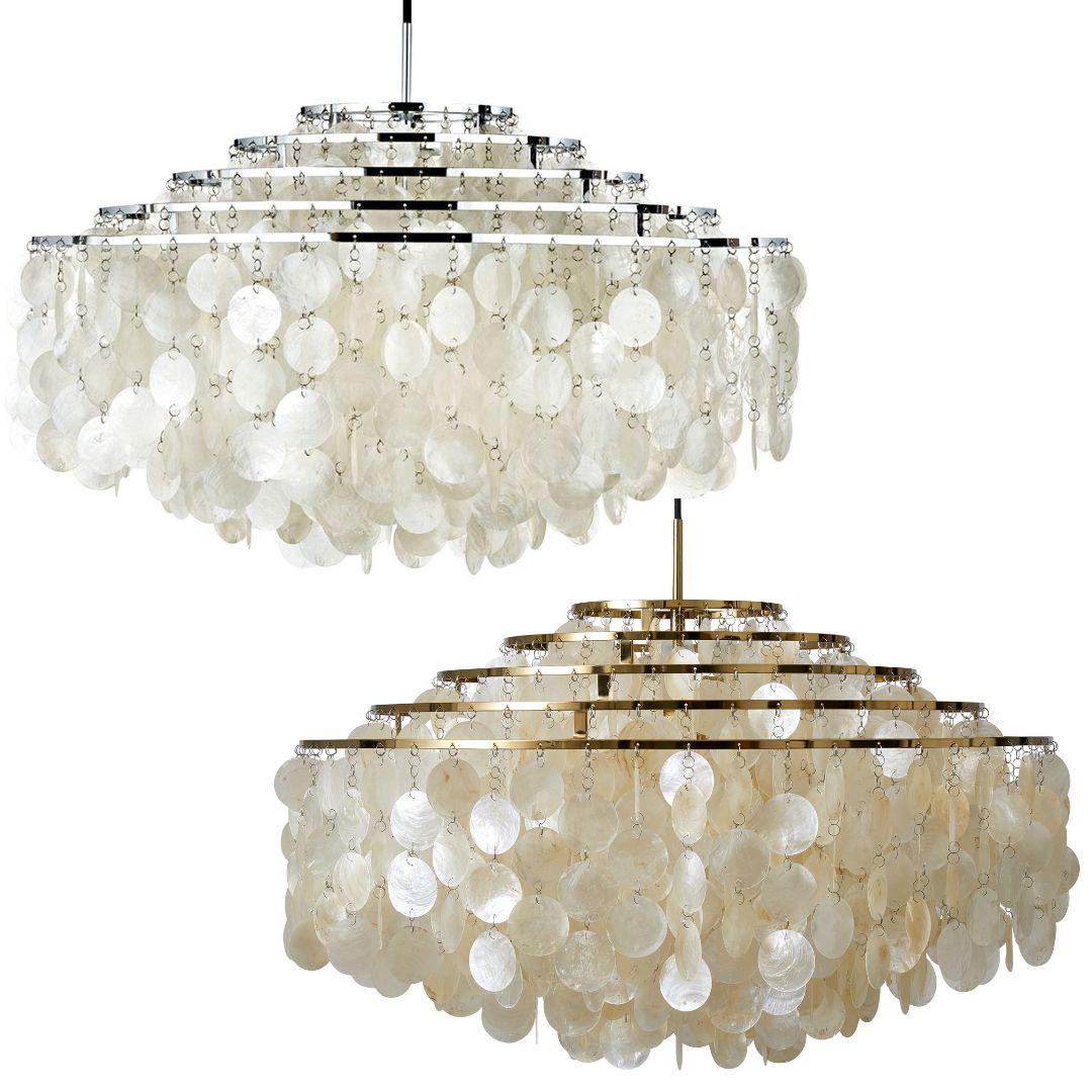 Plated Verner Panton 'Fun 11DM' Pendant Lamp in Sea Shells and Brass for Verpan For Sale
