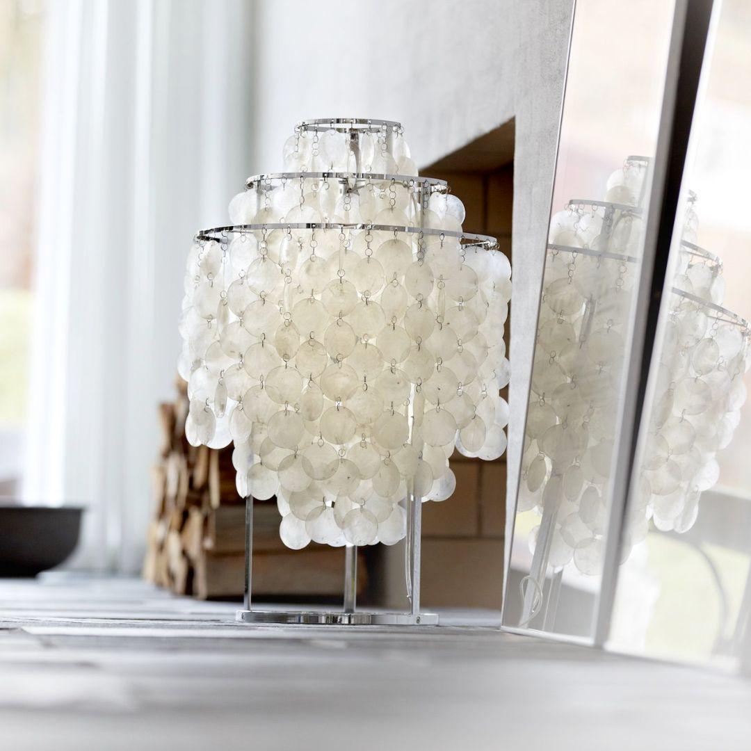 Lampada a sospensione 'Fun 1DM' di Verner Panton in conchiglie marine e cromo per Verpan in vendita 1