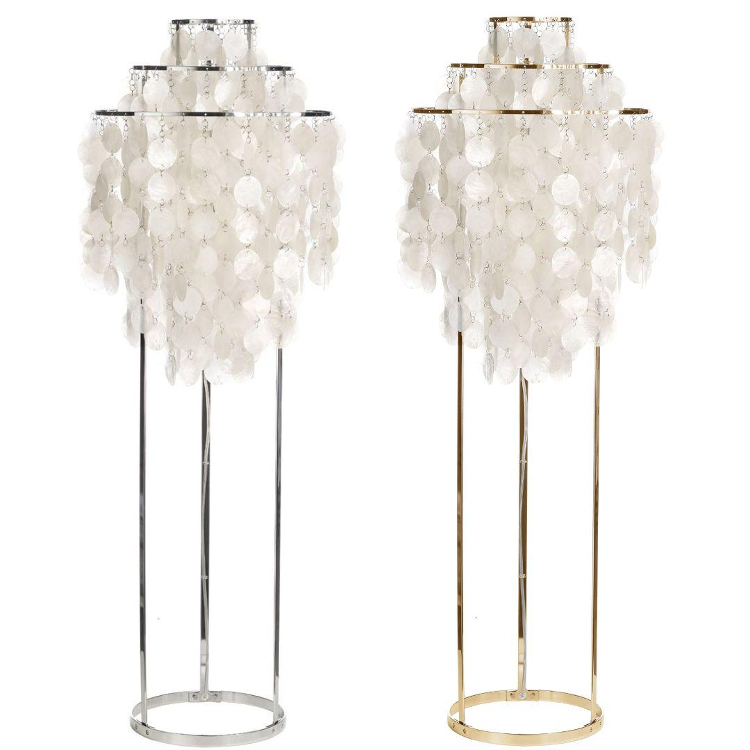 Verner Panton 'Fun 1STM' Floor Lamp in Sea Shells and Brass for Verpan In New Condition For Sale In Glendale, CA