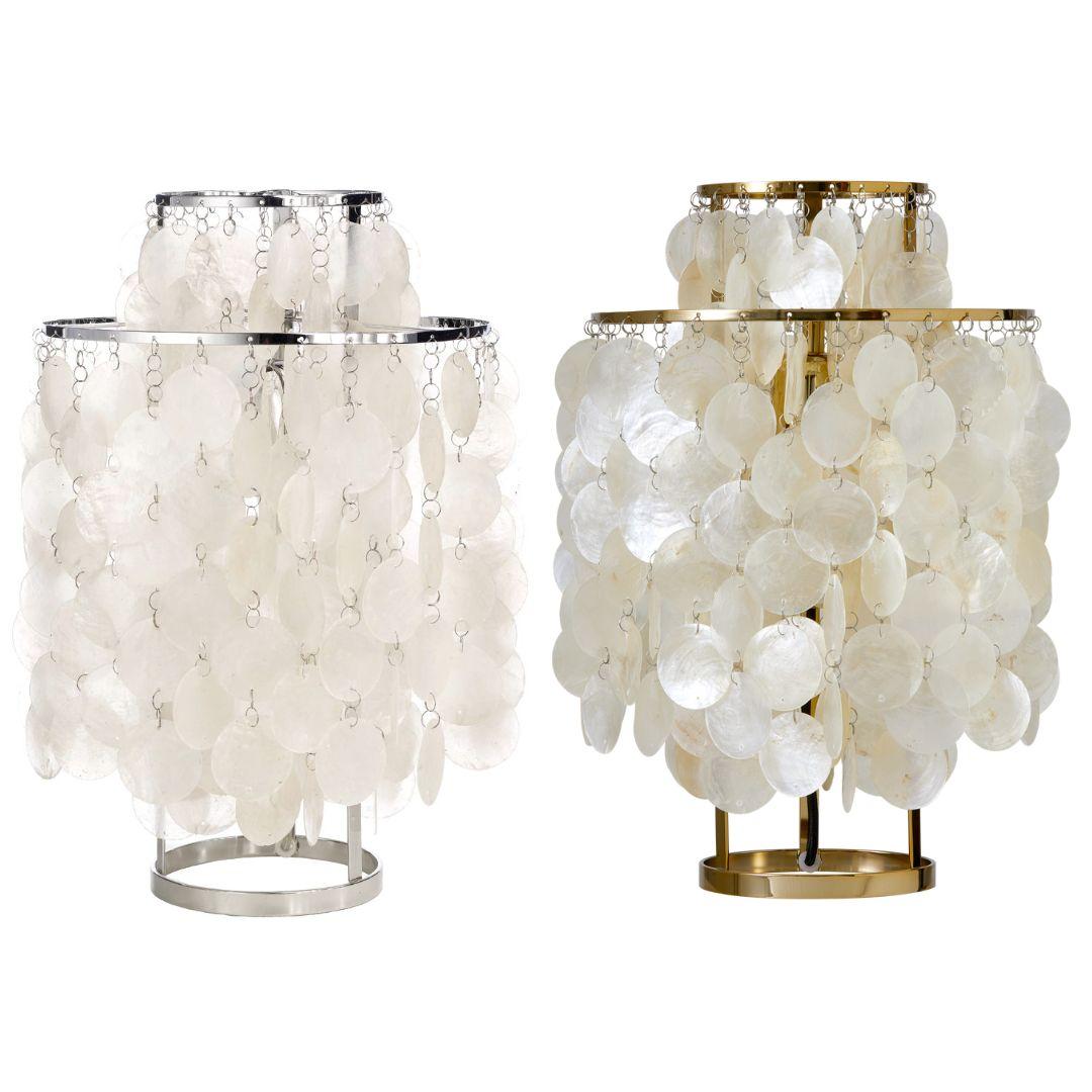 Danish Verner Panton 'Fun 2TM' Table Lamp in Sea Shells and Brass for Verpan For Sale