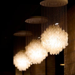 Verner Panton 'Fun 4DM' Chandelier Lamp in Sea Shells and Wood for Verpan
