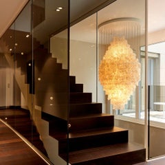 Verner Panton 'Fun 8dm' Chandelier Lamp in Sea Shells and Wood for Verpan