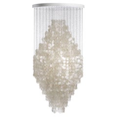 Verner Panton 'Fun 8dm' Chandelier Lamp in Sea Shells and Wood for Verpan