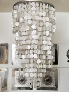 Verner Panton “Fun” Mother-of-Pearl Cascade Chandelier, Denmark, 1960s
