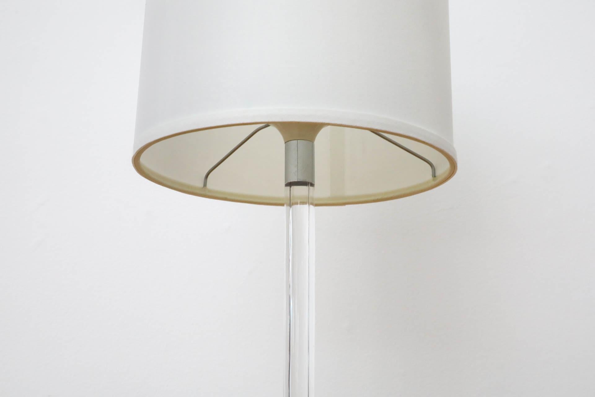 Verner Panton Inspired Lamp  with Lucite and Chrome Base and New Linen Shade For Sale 4