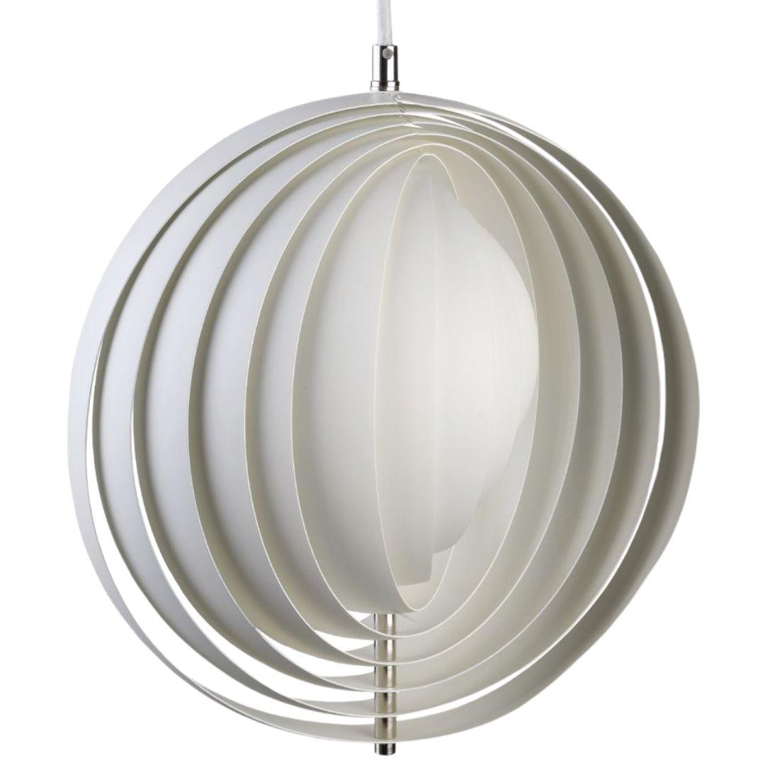 Verner Panton Large 'Moon' Pendant Lamp in White Metal and Lamella for Verpan For Sale 5