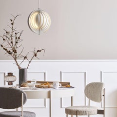 Verner Panton Large 'Moon' Pendant Lamp in White Metal and Lamella for Verpan