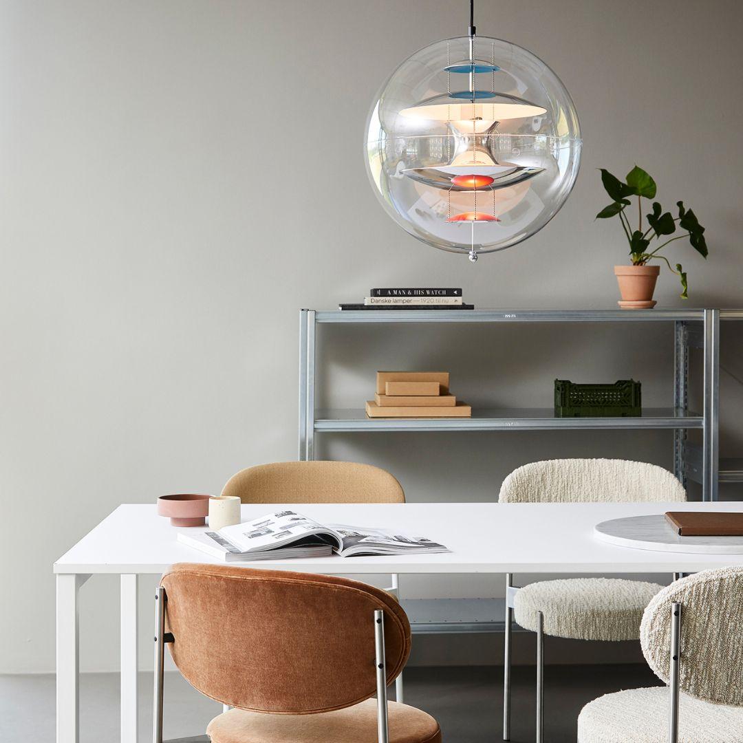 Blown Glass Verner Panton Large 'VP Globe' Pendant in Blown Opal Glass & Acrylic for Verpan For Sale