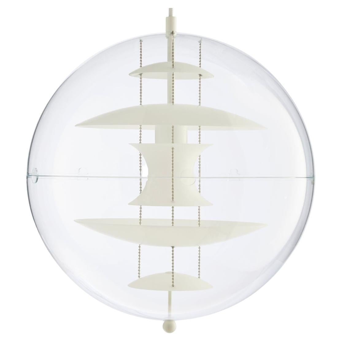 Grand pendentif « VP Globe » Verner Panton en verre opale soufflé et acrylique pour Verpan
