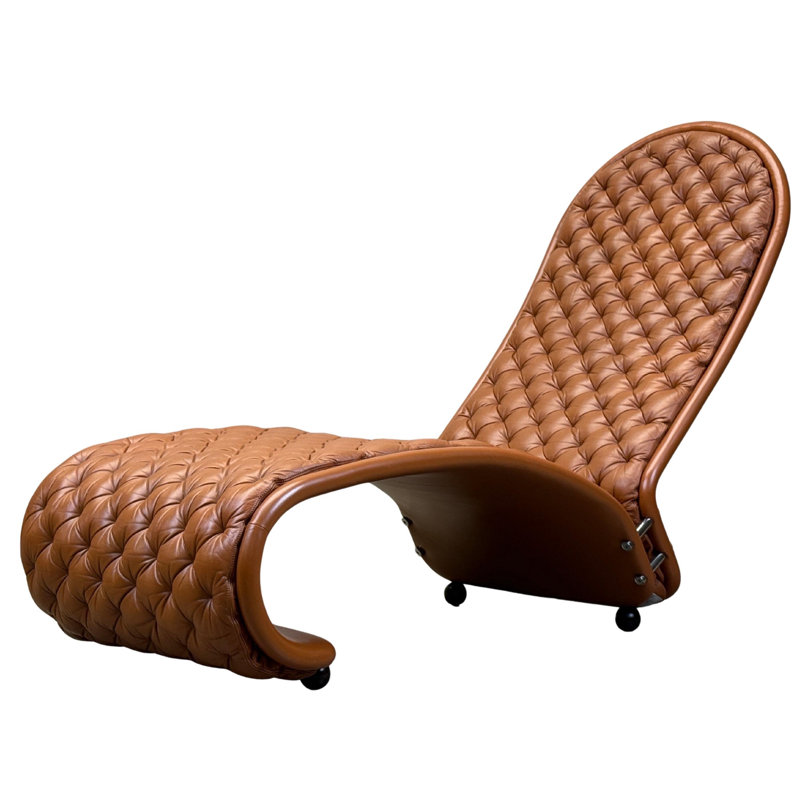 Verner Panton Leather Chaise Lounge for Fritz Hansen For Sale