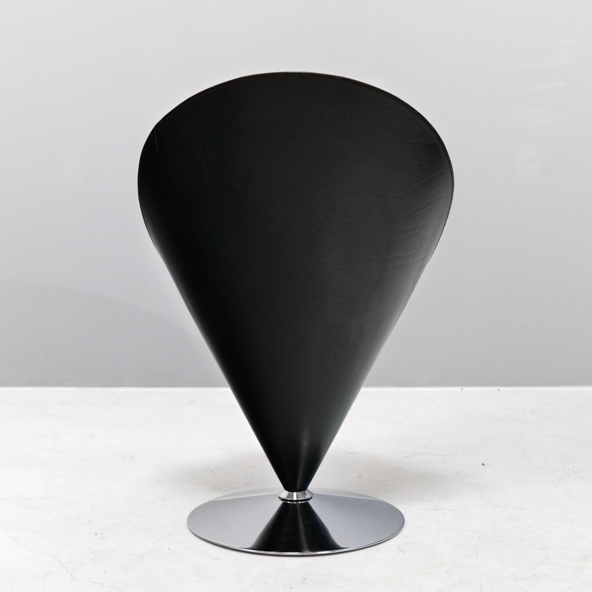 Space Age Verner Panton Leather Cone Chair VP01, Type B, 1994 Limited Edition  For Sale