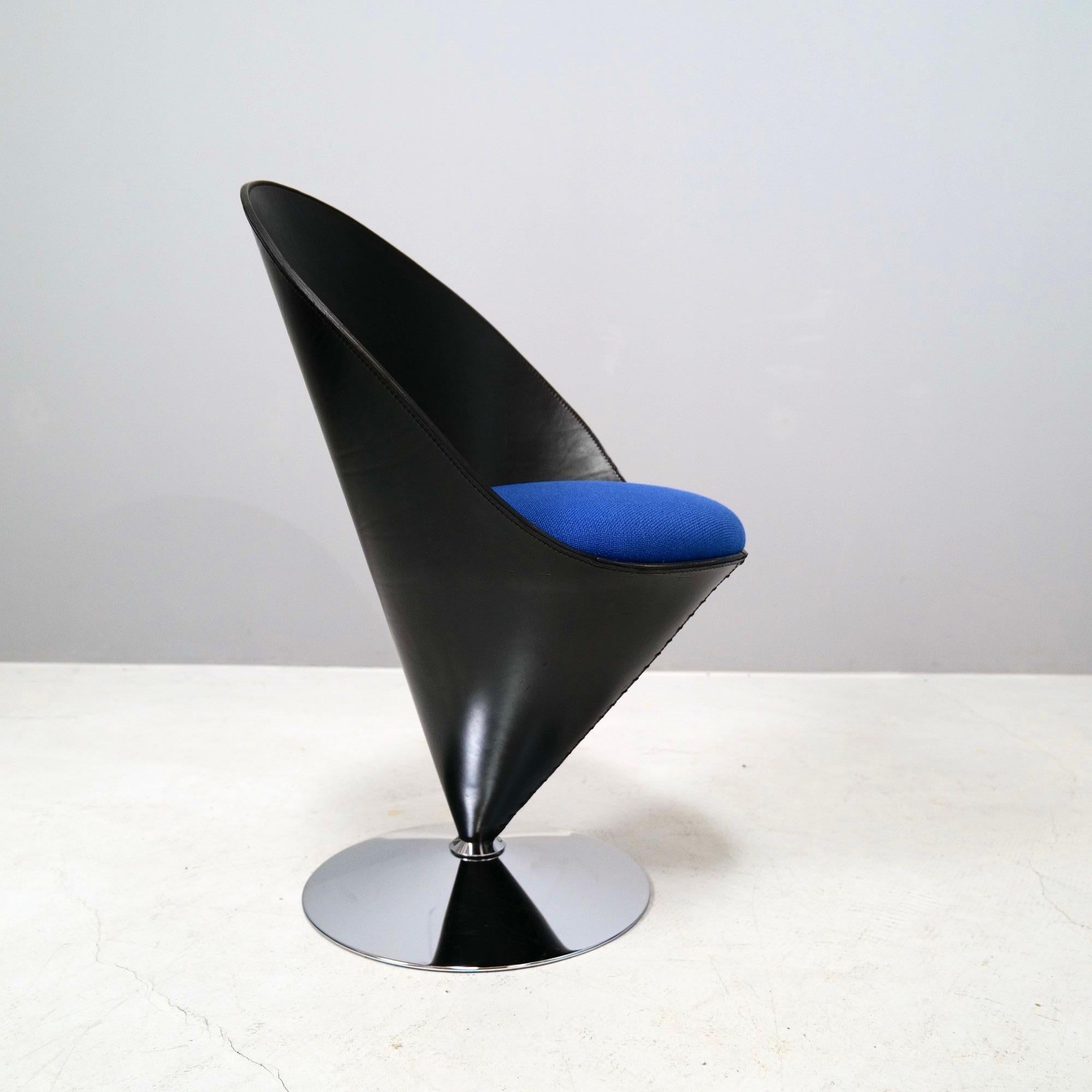 Verner Panton Leather Cone Chair VP01, Type B, 1994 Limited Edition  For Sale 1