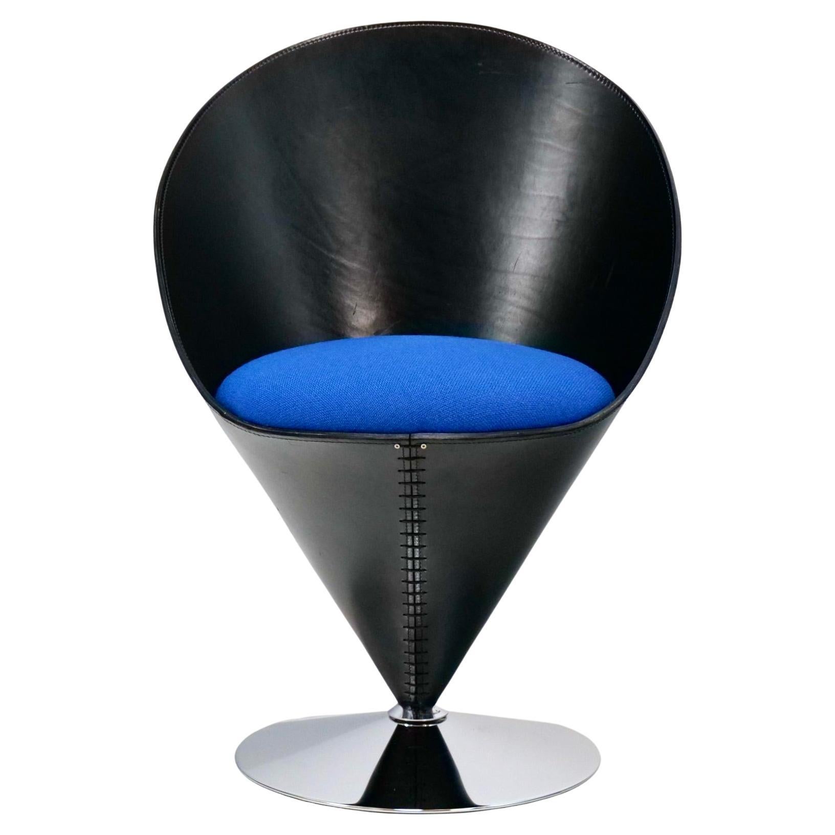 Verner Panton Leather Cone Chair VP01, Type B, 1994 Limited Edition  For Sale