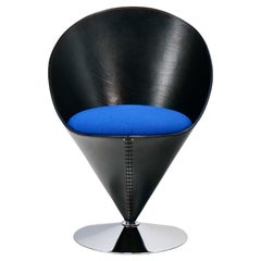 Verner Panton Leather Cone Chair VP01, Type B, 1994 Limited Edition 