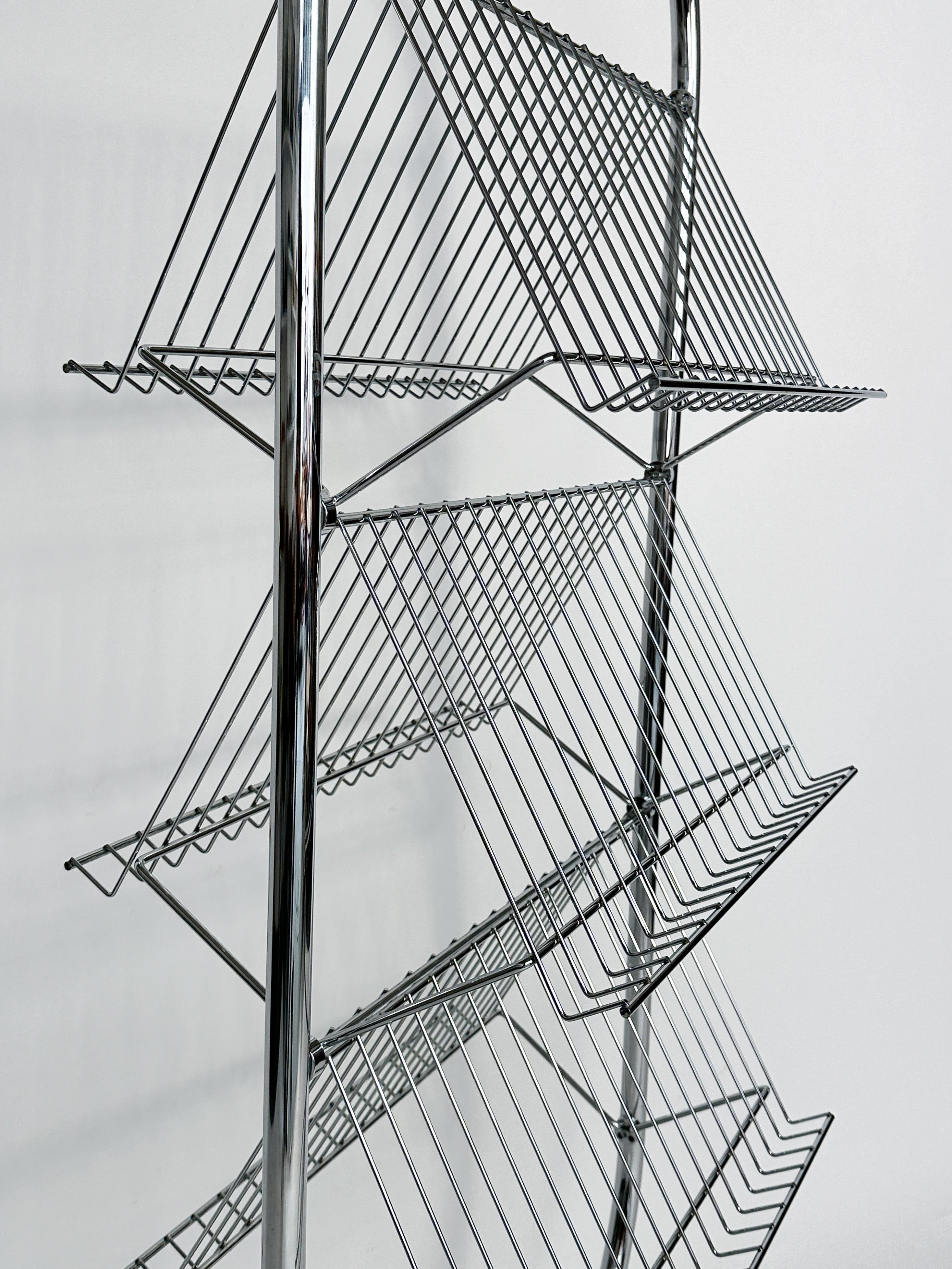 Hand-Crafted Verner Panton Magazine Rack Fritz Hansen Magazine Holder Display Chrome 1970s