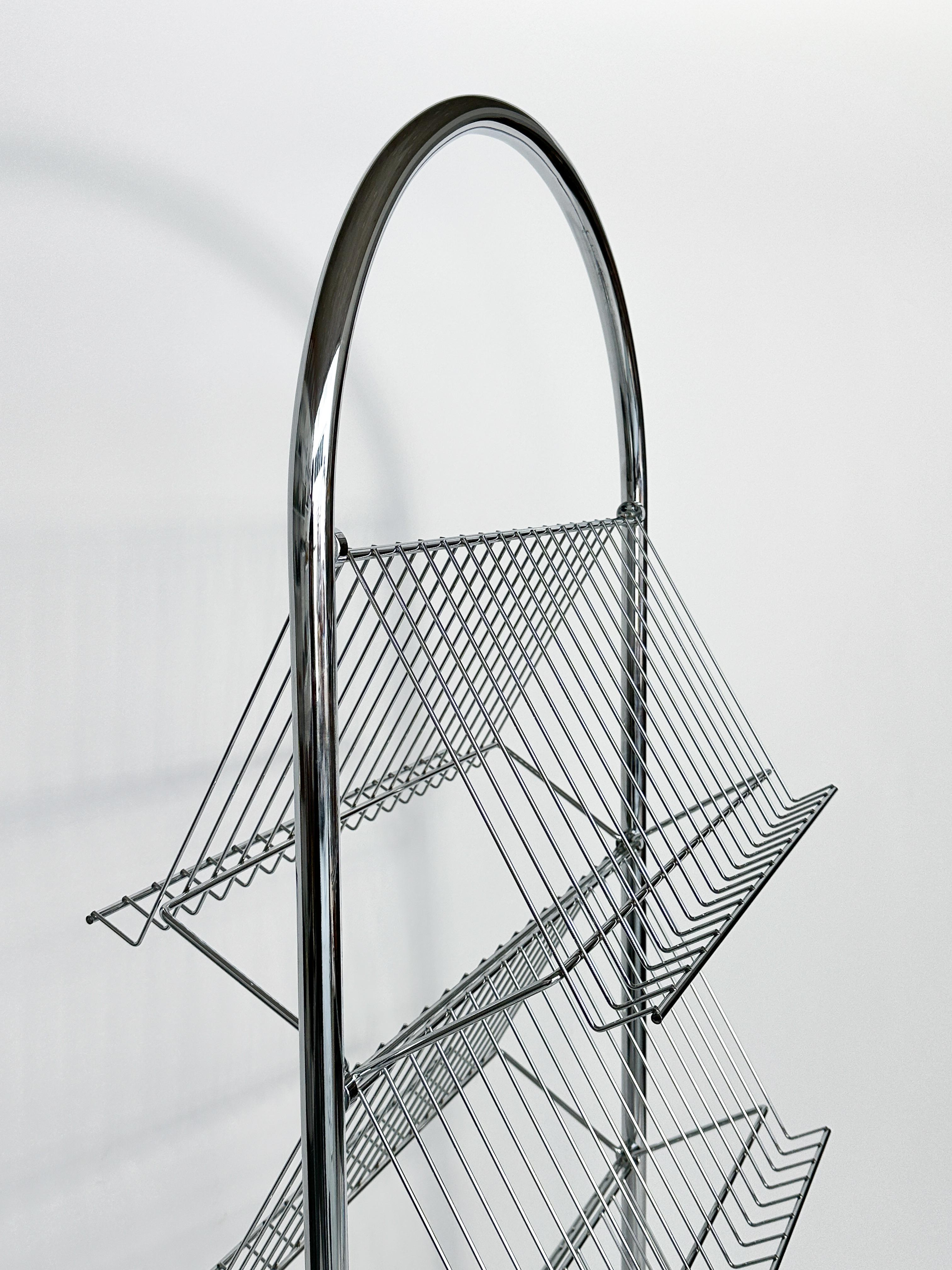 Late 20th Century Verner Panton Magazine Rack Fritz Hansen Magazine Holder Display Chrome 1970s