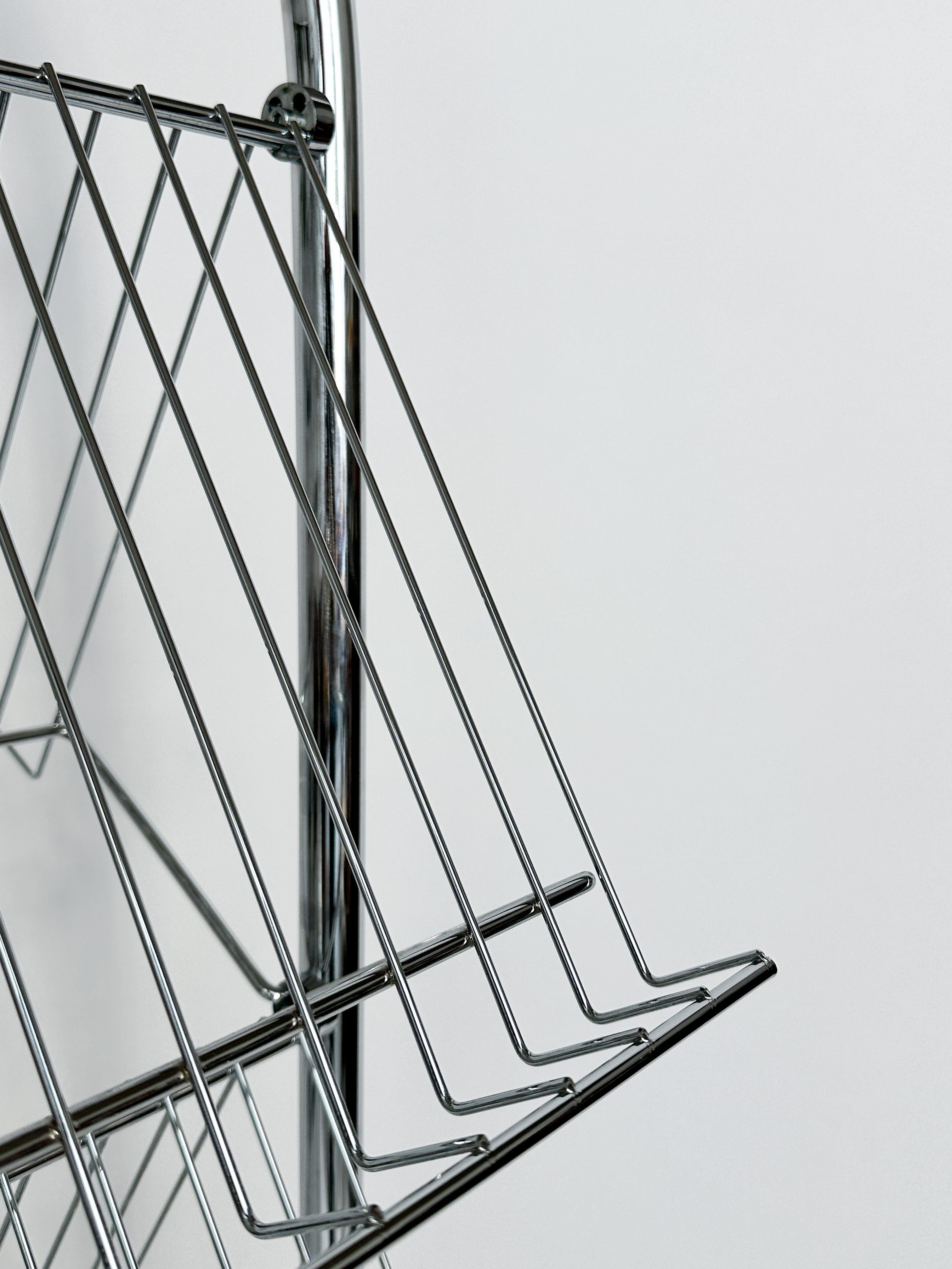 Aluminum Verner Panton Magazine Rack Fritz Hansen Magazine Holder Display Chrome 1970s