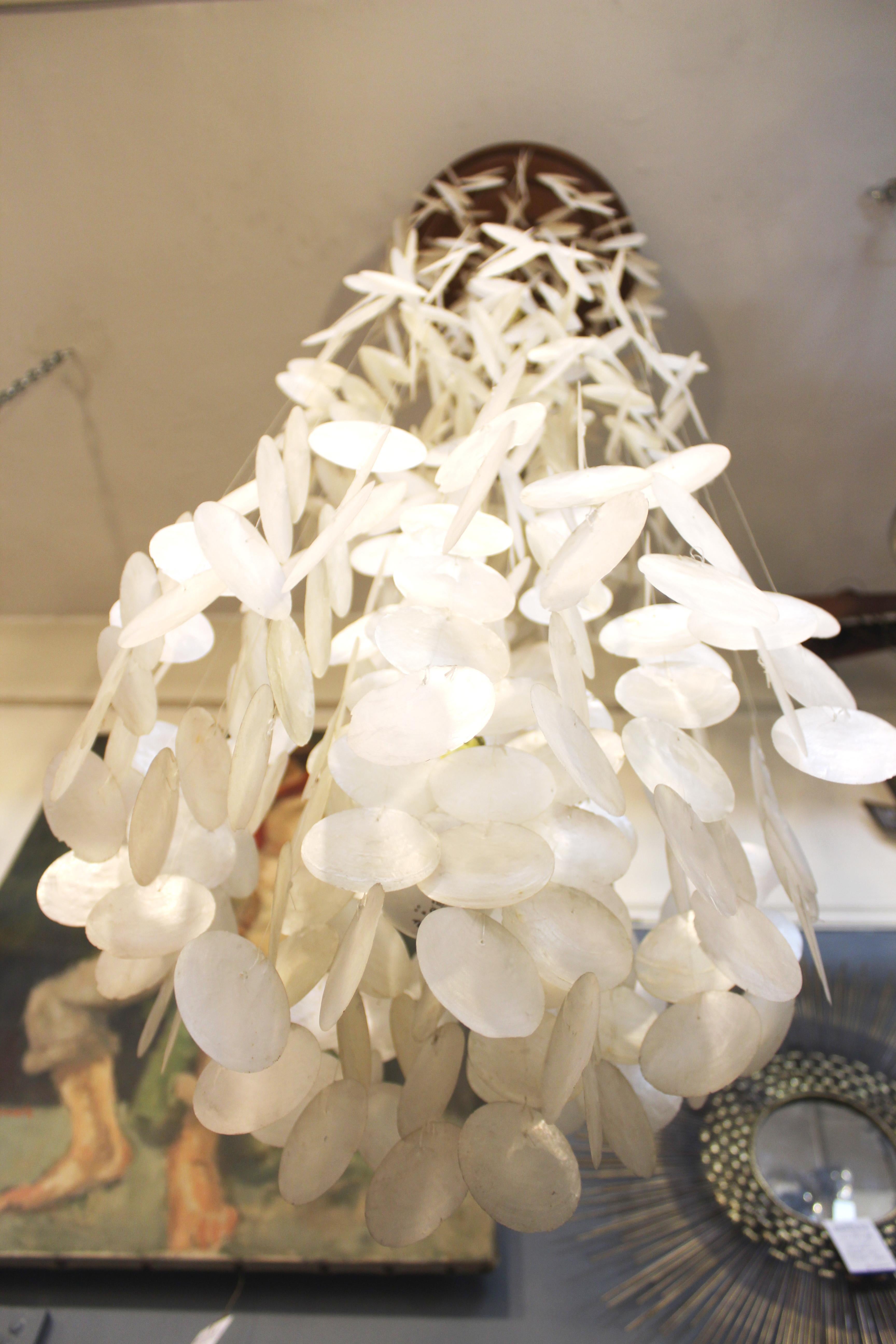 Verner Panton Mid-Century Modern Capiz Shell Chandelier 3