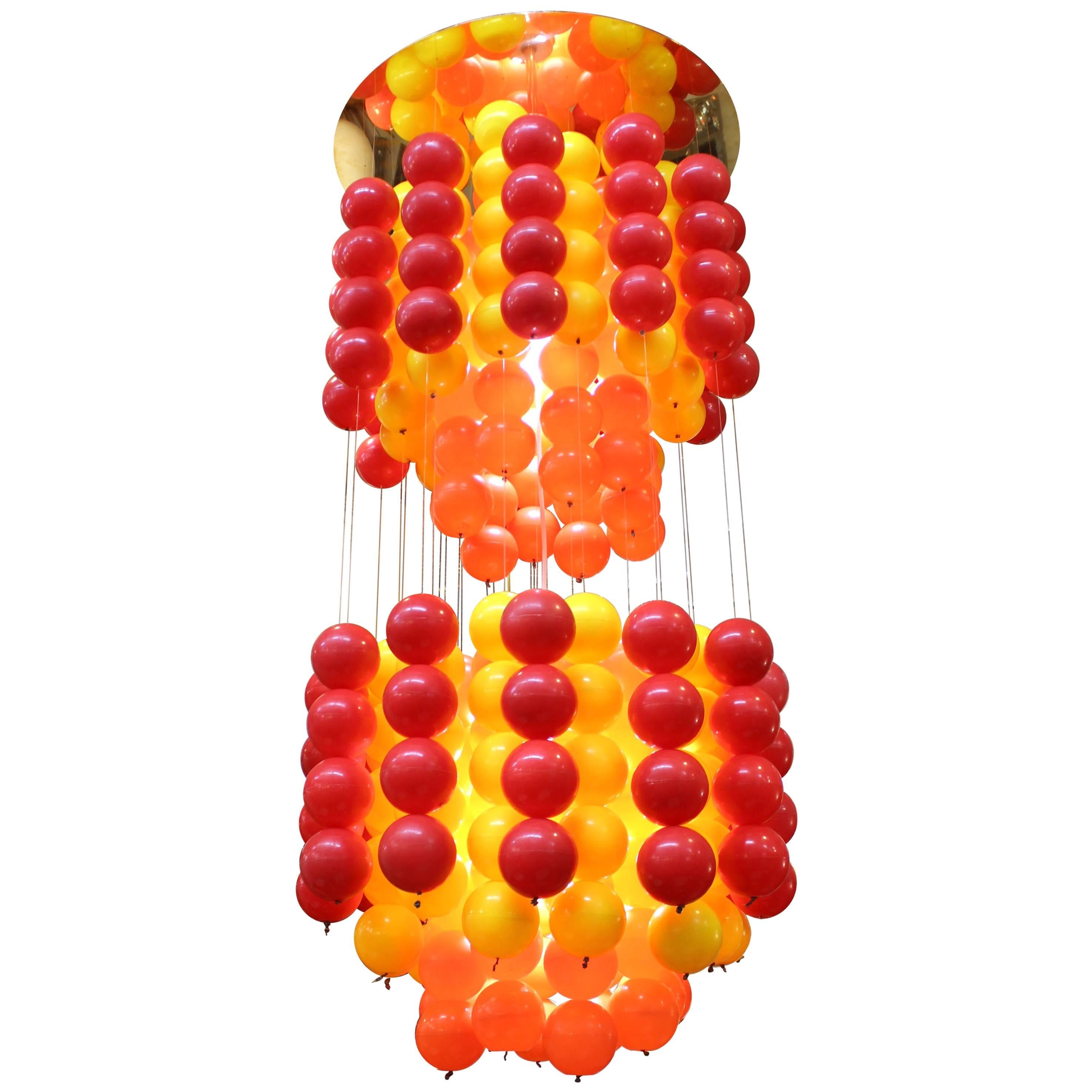 Verner Panton Mid-Century Modern Multi-Layered Vinyl Ball Chandelier