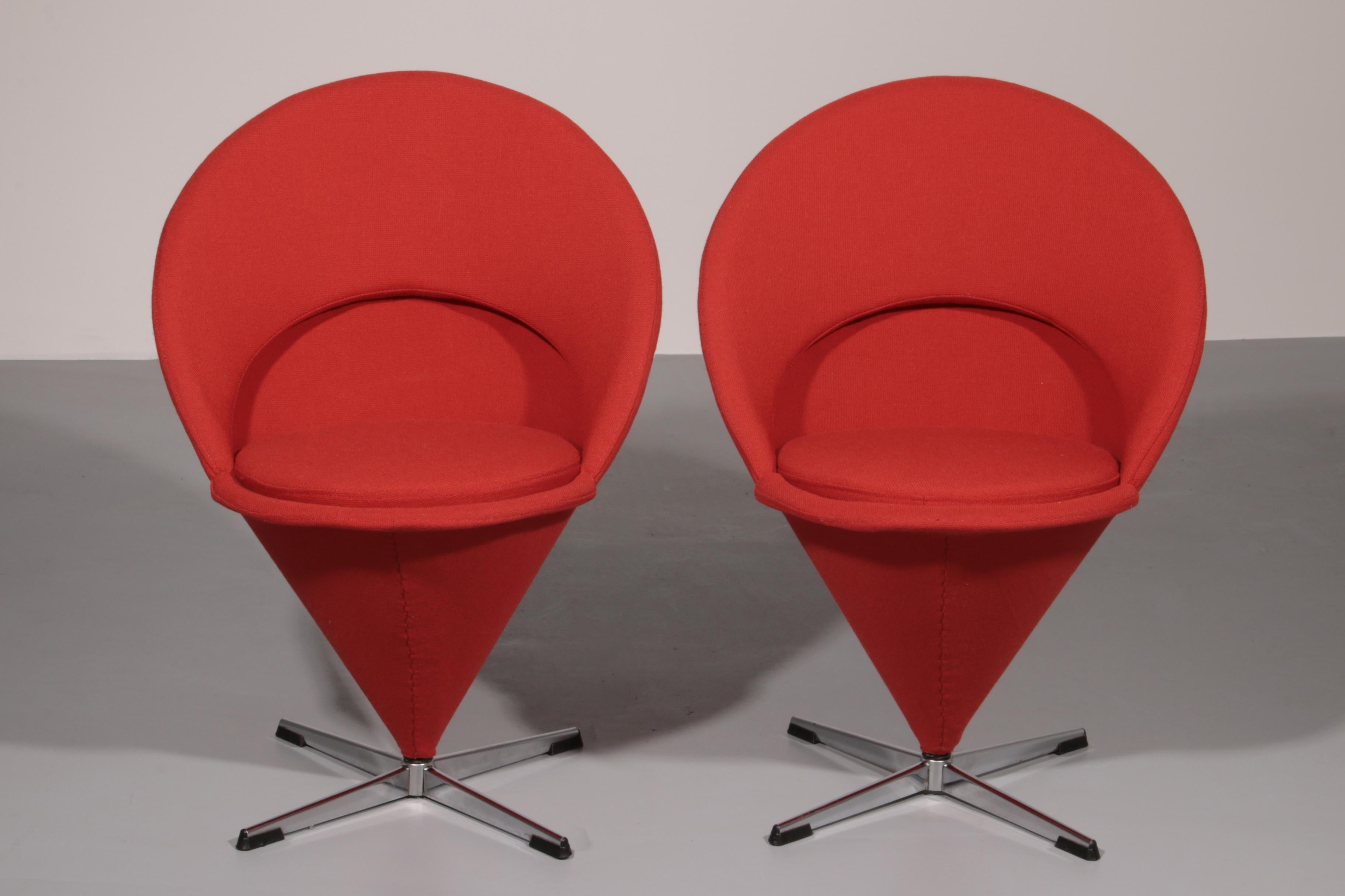 Mid-Century moderno Verner Panton Modello Cono K1 Sedie di Plus-Linje anni '60 in vendita