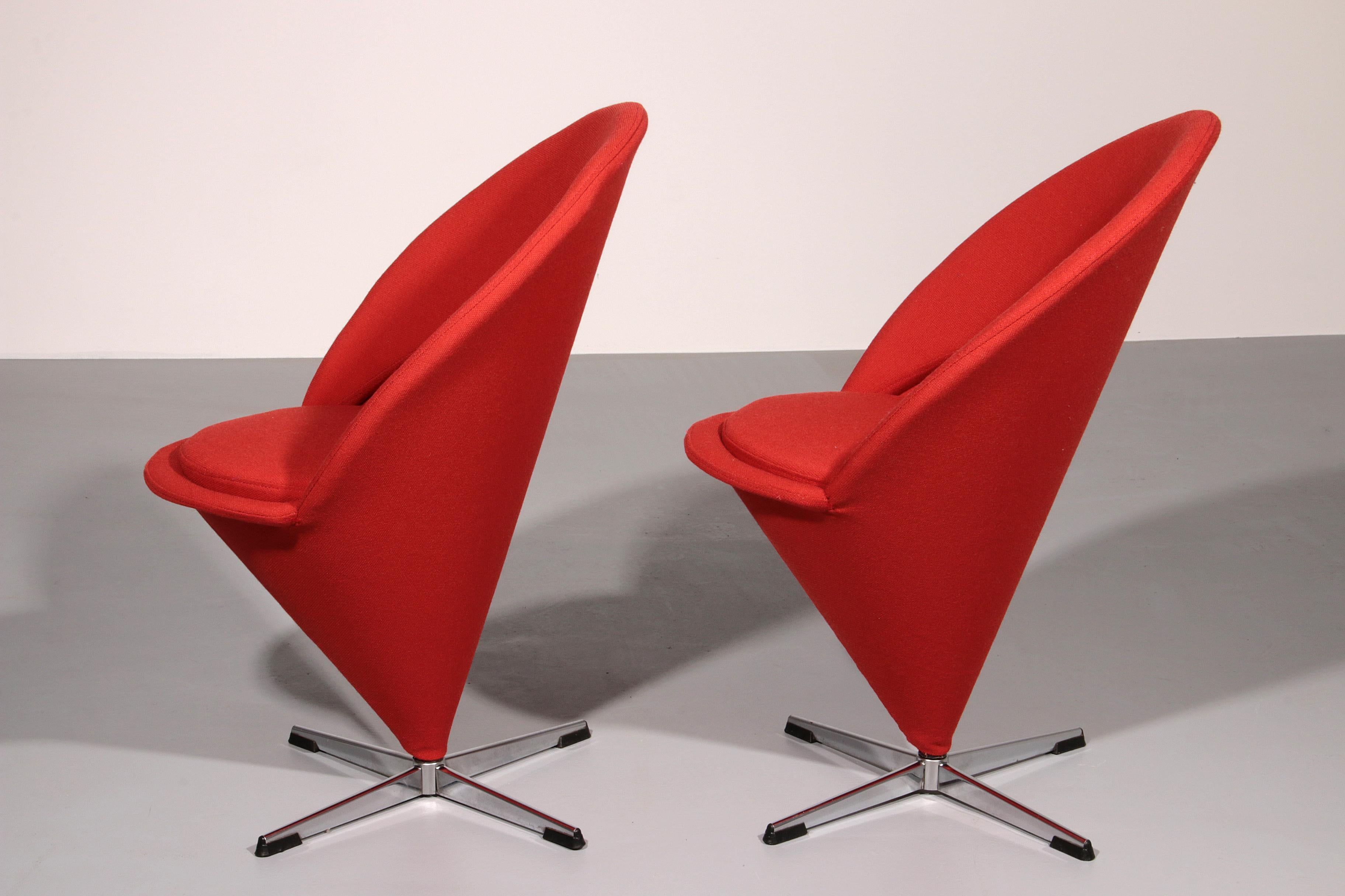 Danese Verner Panton Modello Cono K1 Sedie di Plus-Linje anni '60 in vendita