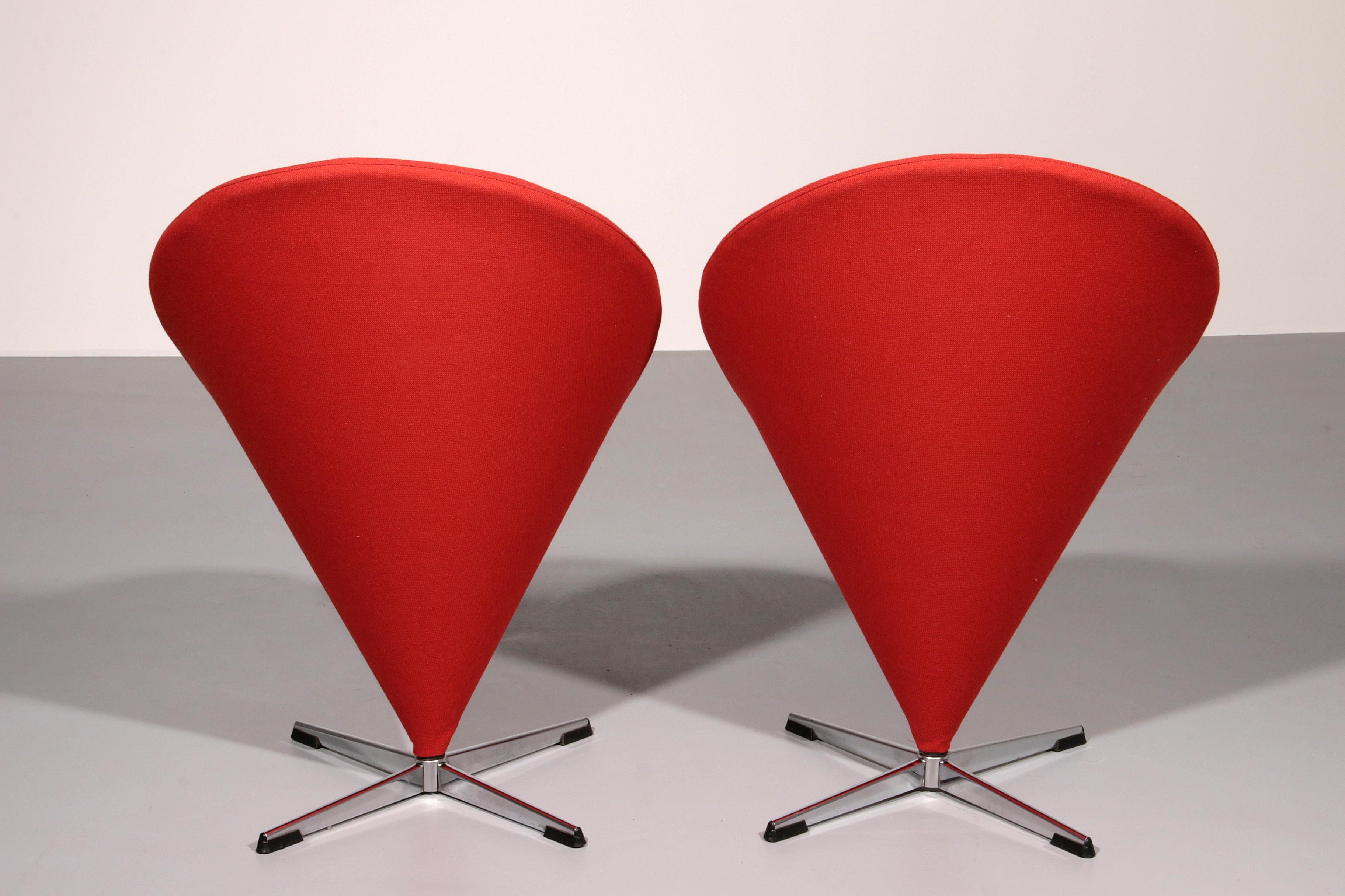 Verner Panton Modello Cono K1 Sedie di Plus-Linje anni '60 In condizioni buone in vendita a Oirlo, LI