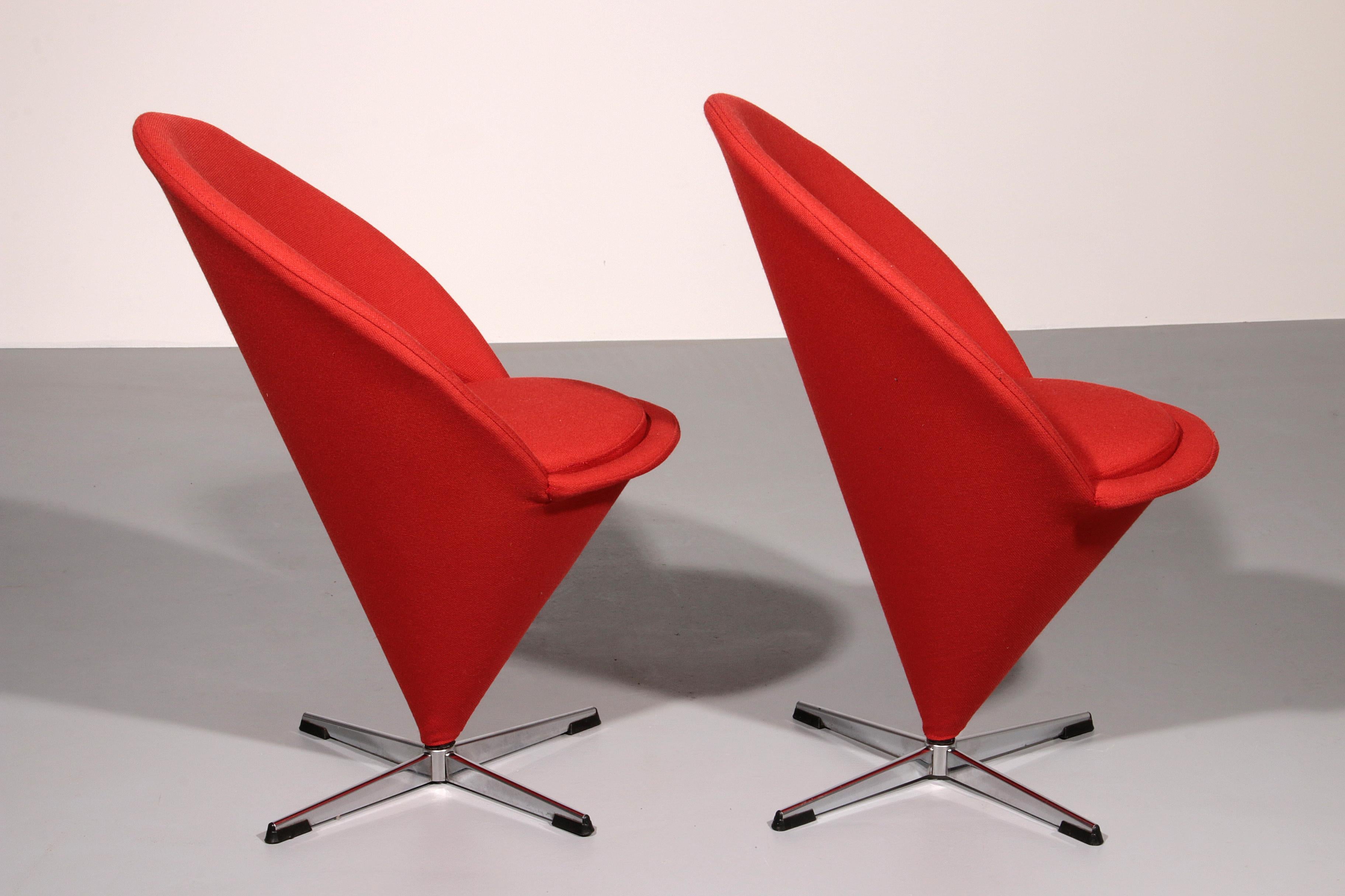 Metà XX secolo Verner Panton Modello Cono K1 Sedie di Plus-Linje anni '60 in vendita