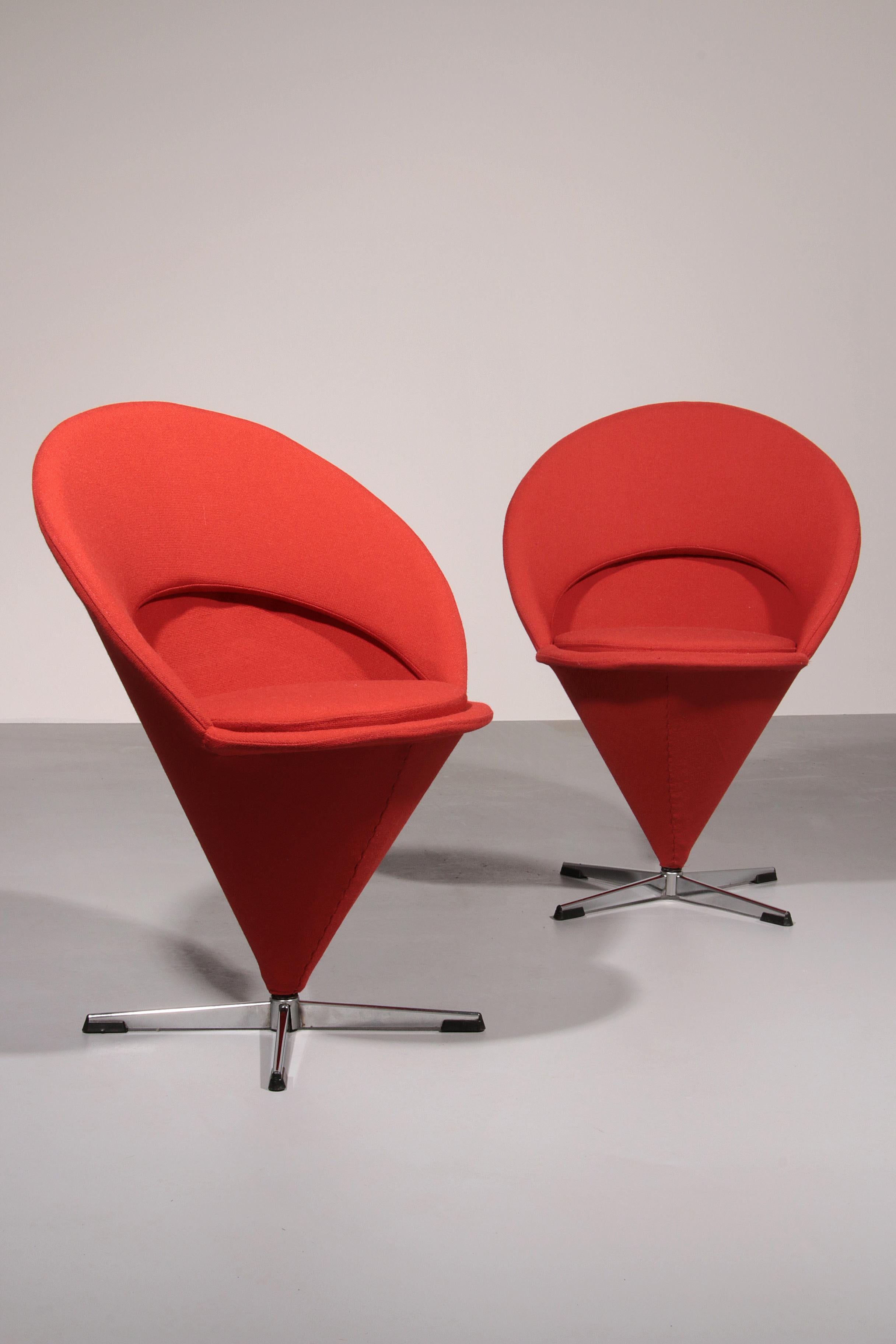 Verner Panton Modello Cono K1 Sedie di Plus-Linje anni '60 in vendita 1