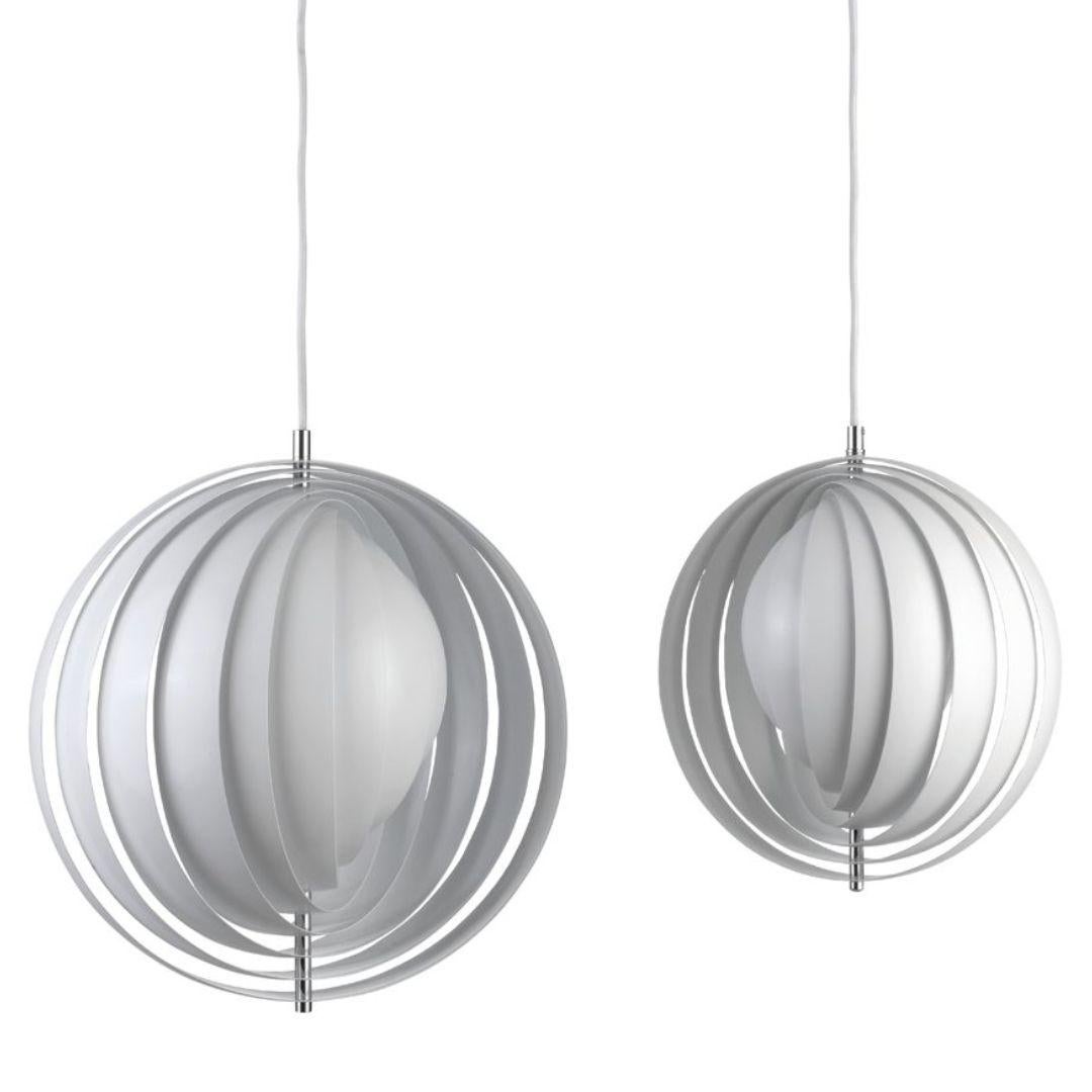 Verner Panton 'Moon XXXL' Pendant Lamp in White Metal and Lamella for Verpan For Sale 2