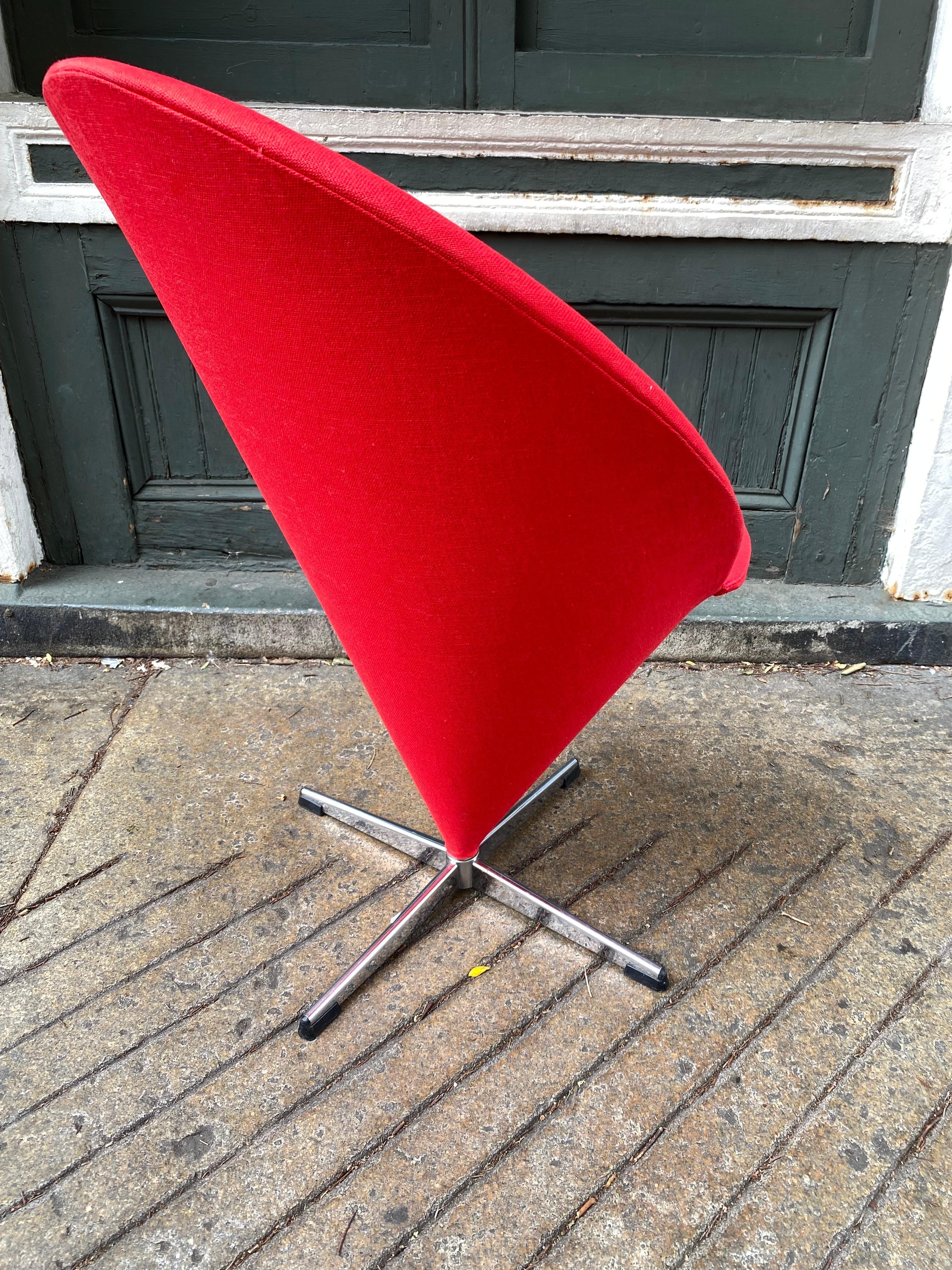 Verner Panton Newly Reupholstered Cone Chair In Good Condition For Sale In Philadelphia, PA