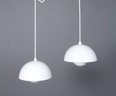 Verner Panton Pair of First Edition Enamel Flowerpot Pendants by Louis Poulsen