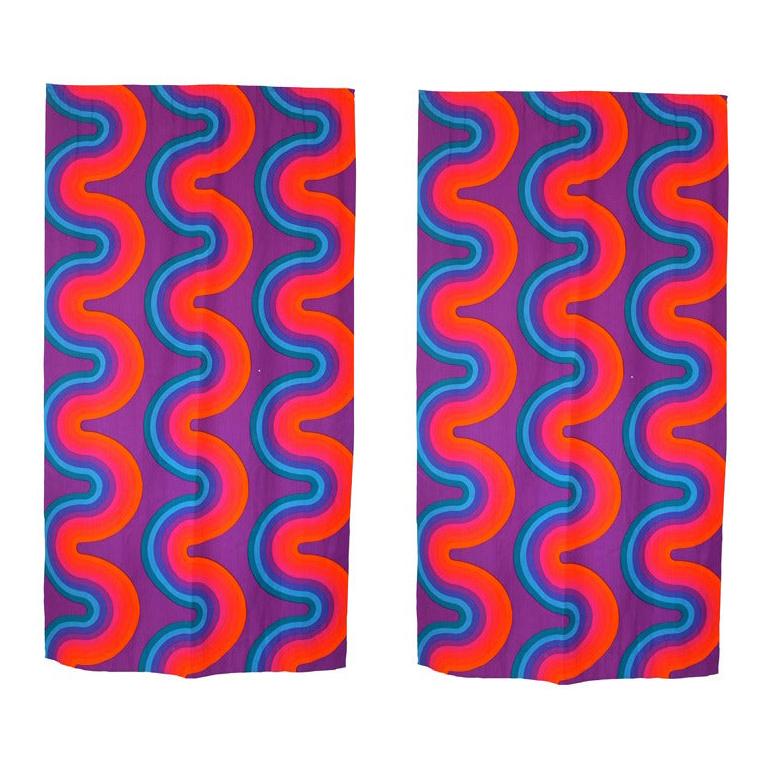 Verner Panton Pair of Original Curtain Panels For Mira-X