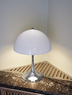 Verner Panton 'Panthella 320' Table Lamp for Louis Poulsen in Chrome/Opal Grey