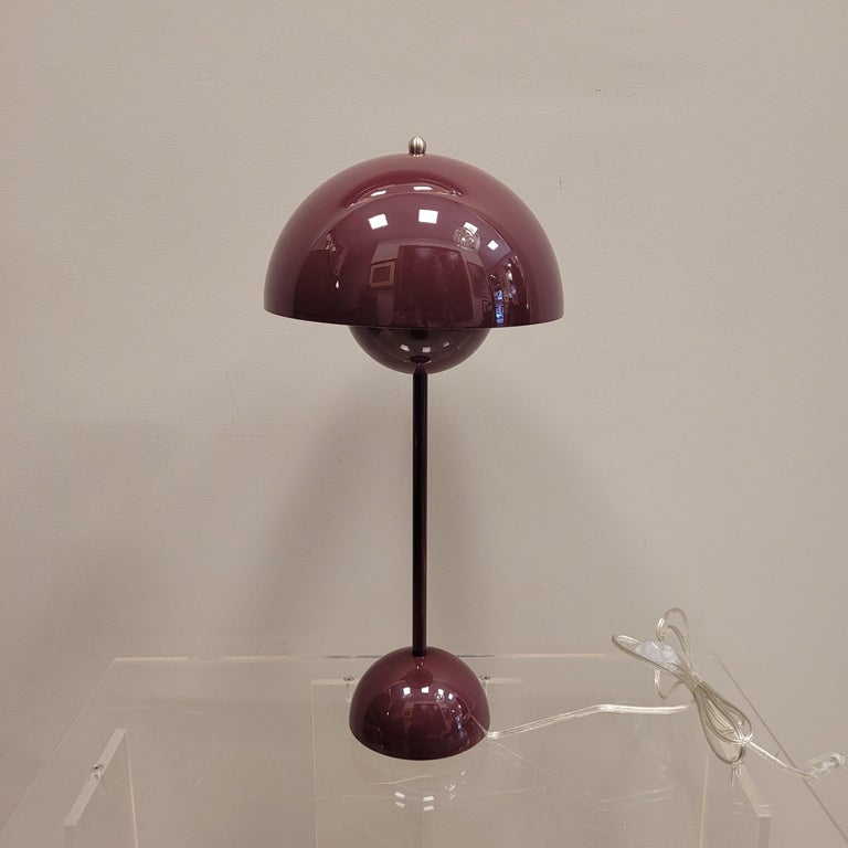 Verner Panton Panthella Burgundy Table lamp signed at 1stDibs