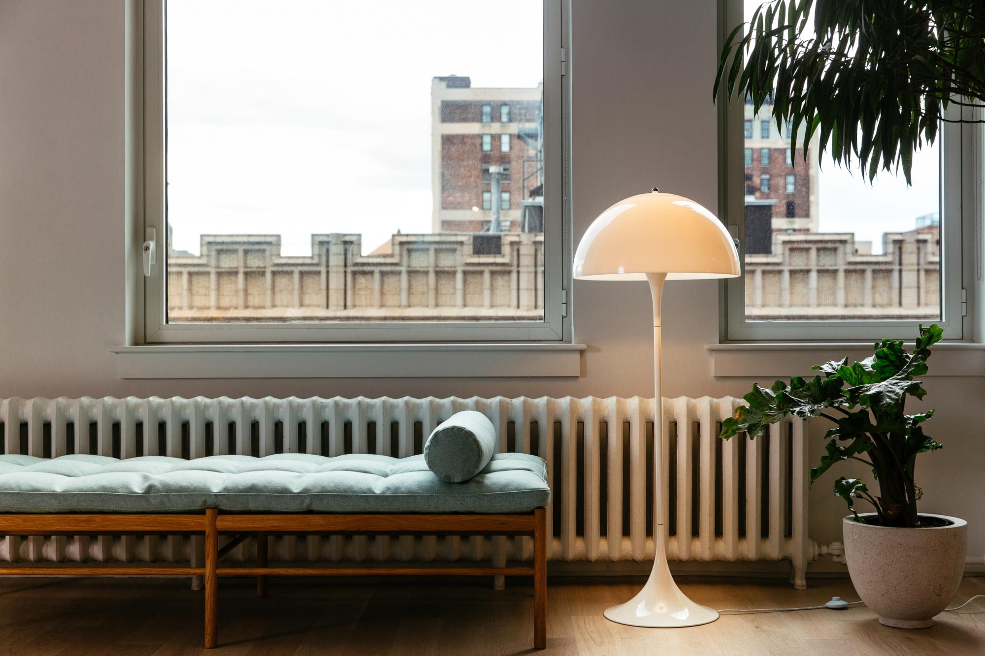 Verner Panton 'Panthella' White Floor Lamp for Louis Poulsen.

The 'Panthella' Collection was designed by Verner Panton in 1971 and remains one of his most popular pieces. Panton developed the 'Panthella Floor' lamp to give off an organic shape and