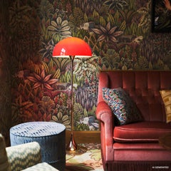 Verner Panton 'Panthella' Original Opal Red Shade Floor Lamp for Louis Poulsen