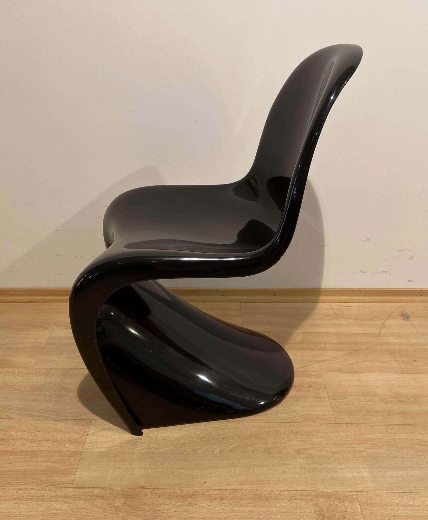 Space Age Verner Panton ‚Panton’ Cantilever Chair in Black Pu, Germany, 1971 For Sale