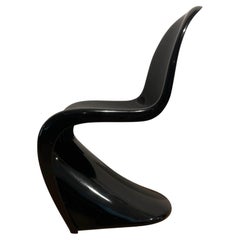 Vintage Verner Panton ‚Panton’ Cantilever Chair in Black Pu, Germany, 1971