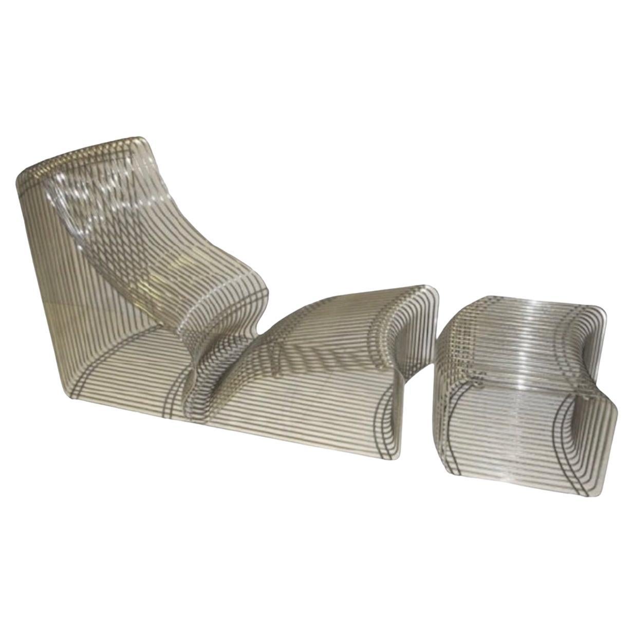 Verner Panton Pantonova Chaise Lounge Chair Ottoman / Footstool by Fritz Hansen