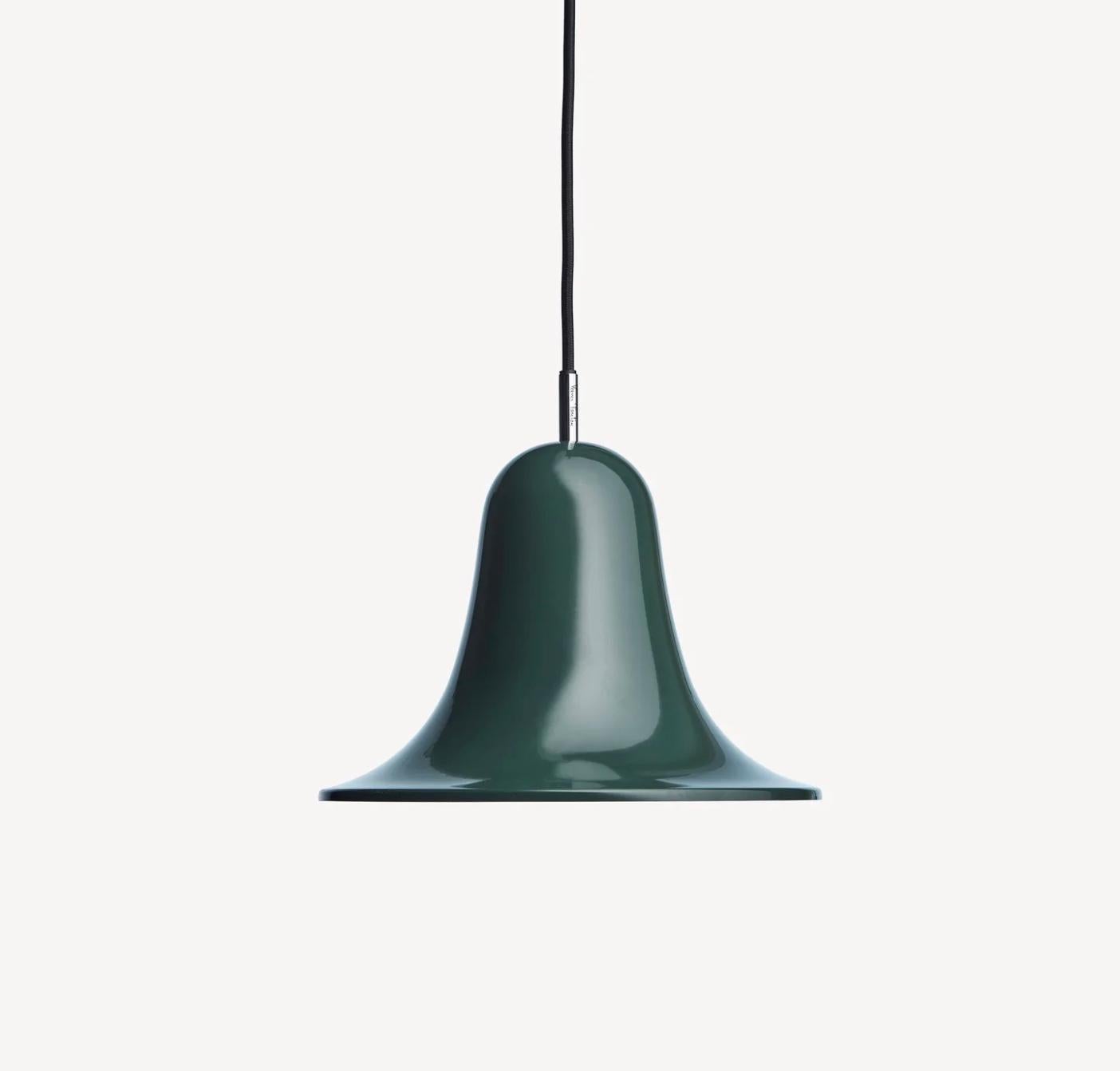 Verner Panton Pantop Ø23 pendant. Designed in 1980, current production.

The elegant Pantop line was designed by Verner Panton in 1980, and has for a long time been a staple of the Verpan collection. Pantop is characterized by a bell-like, widely