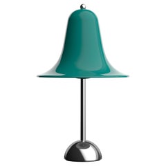 Lampada da tavolo portatile 'Pantop' di Verner Panton in verde scuro e cromo per Verpan