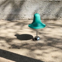 Verner Panton 'Pantop' Portable Table Lamp in Light Teal and Chrome for Verpan