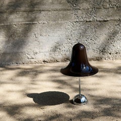 Verner Panton 'Pantop' Tragbare Tischleuchte in Pechbraun und Chrom für Verpan