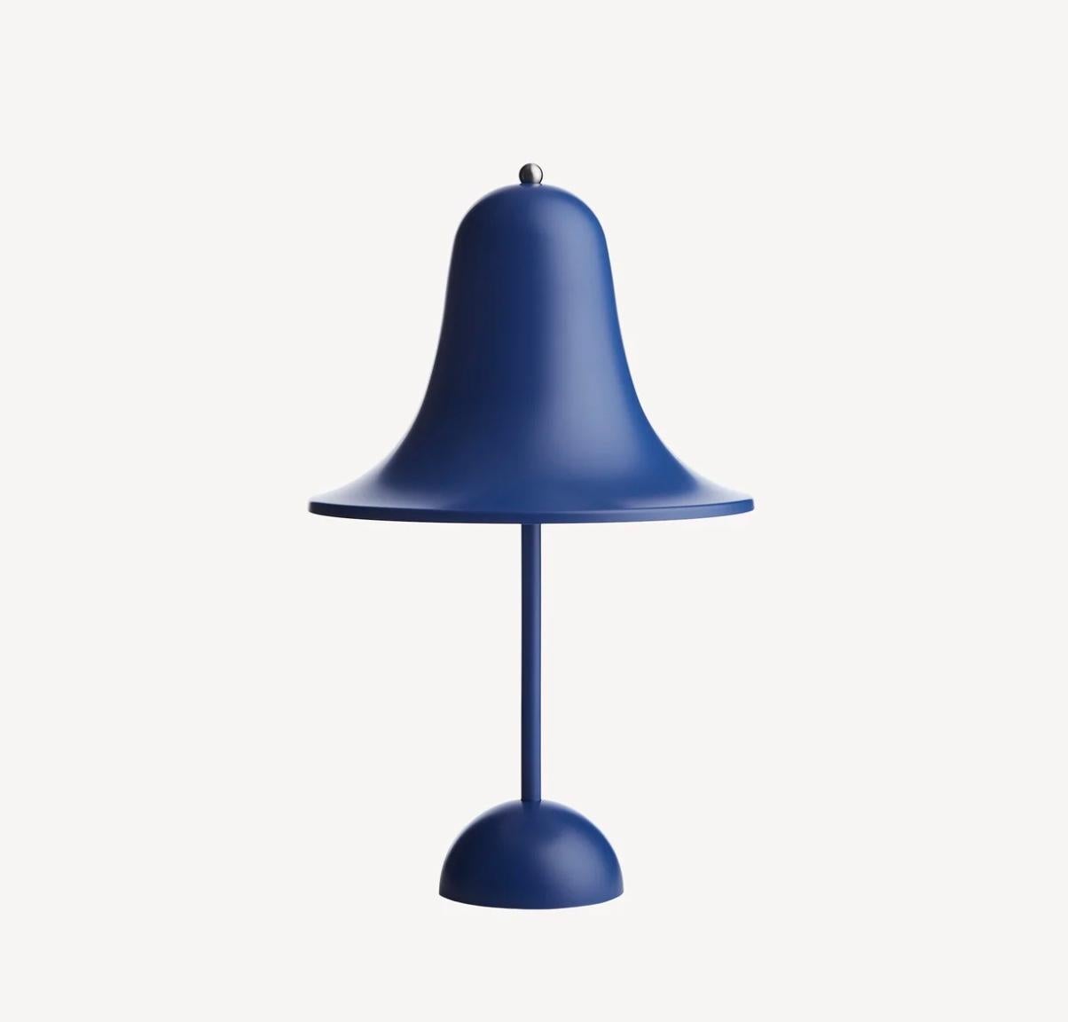 Verner Panton 'Pantop Portable' table lamp in 'Matt Classic Blue' for Verpan. Designed in 1980. New, current production.

This is a versatile smaller and wireless version of the 'Pantop' table lamp, usb-chargeable. 

The elegant Pantop line was